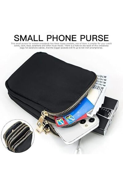 AZONEE Women's Small Crossbody Bag, Waterproof Nylon Cute Crossbody Bag, Mini Cell Phone Bag, Unisex