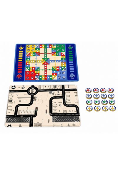 OEMN 2 в 1 Играчка-килимче за игра с фишки и писта за колички