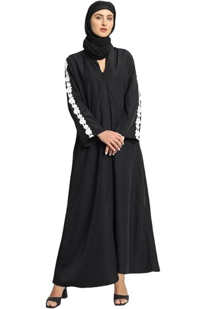 styleville.in عباءة نسائية عربية مع حجاب أسود -SDRF1N502955