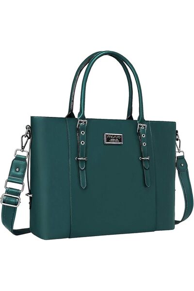 Mosiso Laptop Tote Bag, PU Leather Shoulder Bag