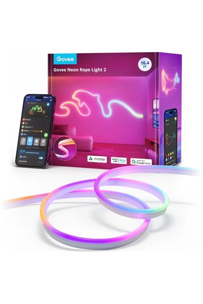 Govee LED неонова лента H61D5 RGBIC, Интелигентна, 5м, Музикална синхронизаци...