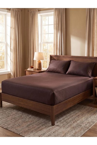 Styli 3-Piece Striped King Fitted Bedsheet Set with 2 Pillow Covers