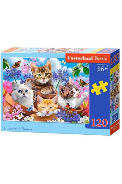 Castor Puzzle 120 piese Kittens with Flowers