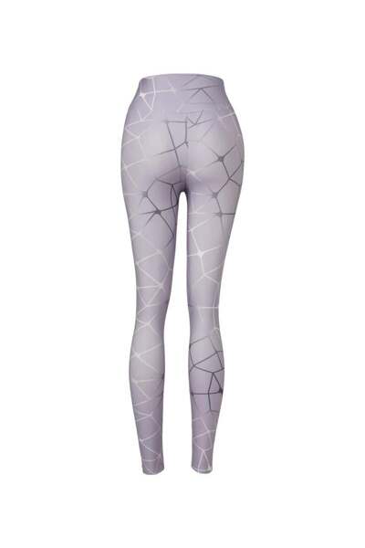 Leg-N ليقنز نسائي مطبع ليلكي بخصر عالي غير شفاف - Printed High-Waisted Leggings Lilac Geometric