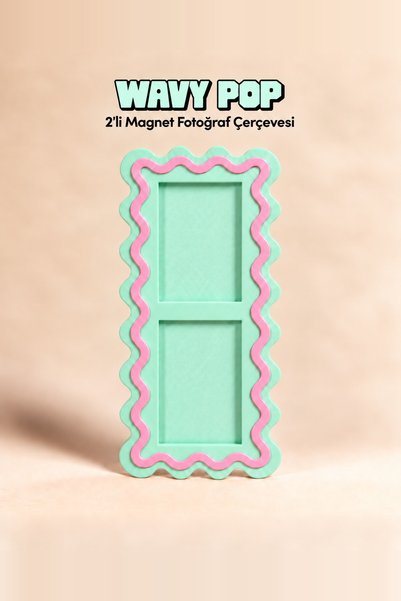Pocket People Wavy Pop 2'li Instax Mini Fotoğraf Çerçevesi Magnetli Dalgalı B...