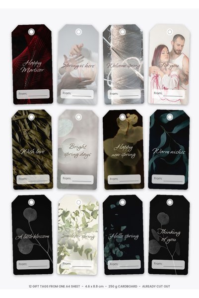 OEM Etichete Cadou Martisor cadou de primavara, set 12 bucati, decupate, cart...