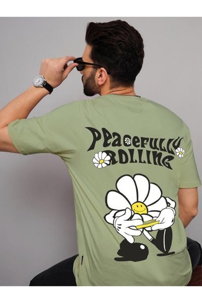The Dry State By Styli Green Graphic Print Crew Neck T-Shirt