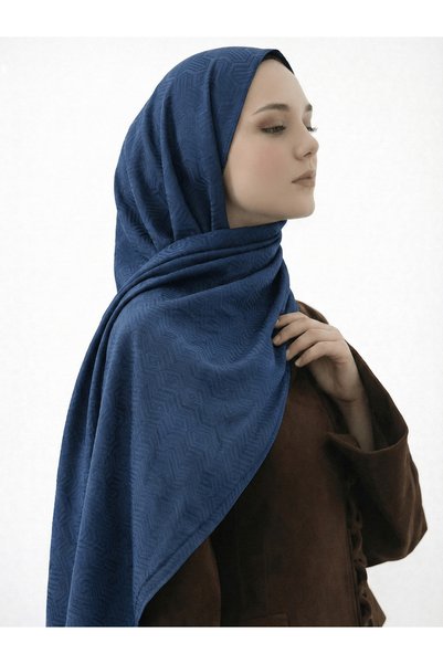 Hepsi Moda Prism Pattern Jacquard Shawl - Blue