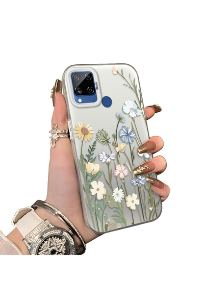 CHICASELUX حافظة هاتف متوافقة مع Realme C15/C25/C25S، حافظة هاتف بنمط الزهور ...