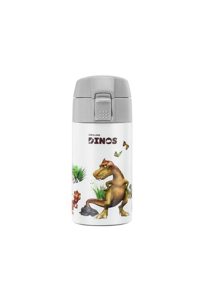 ZWILLING Drinking bottle for kids, stainless steel, 350ml, "Dinos", White-Grey -
