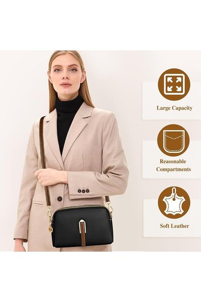 Bukela Crossbody Bag for Women, Leather Handbag & Shoulder Bag with Adjustable Wide Strap