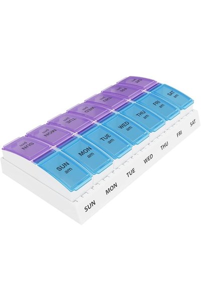 EZY DOSE Weekly AM/PM Travel Pill Organizer and Planner │ Removable AM/PM Com...