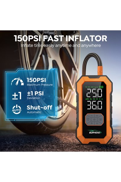 BUPMOVA 9000A Jump Starter with Air Compressor Car Battery Jumper Starter with 150 PSI Tire Inflator Portable (All Gas/10L Diesel) 12V Jump Box Car Battery Jump Starter Portable Jumper Cables, Lights