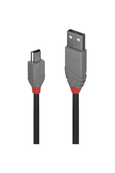 LİNDY Кабел LY-36723, USB 2.0 Тип A - miniUSB-B, 2м, Anthra Line