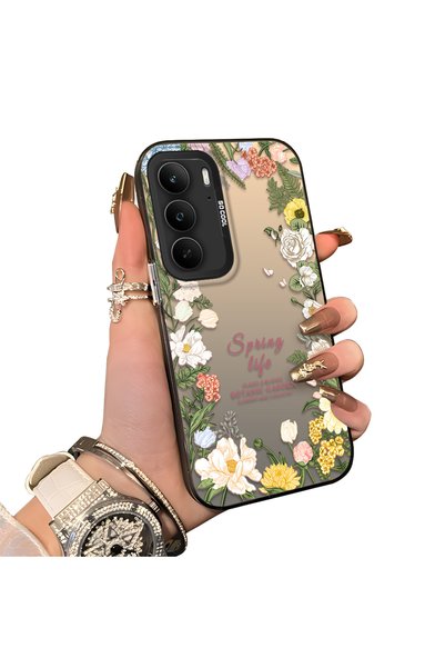 CHICASELUX حافظة هاتف ريلمي C75 4G متوافقة مع نمط إطار الزهور من بوتانيك جاردن
