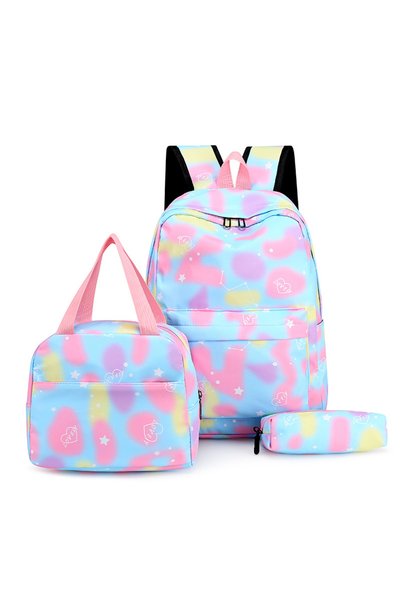 Generic Brand Backpack, Lunch Bag and Pencil Case 3 Pieces, Blue/Pink, Girls,...