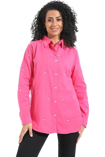 andora Womens Turned Down Collar Button Closure Modern