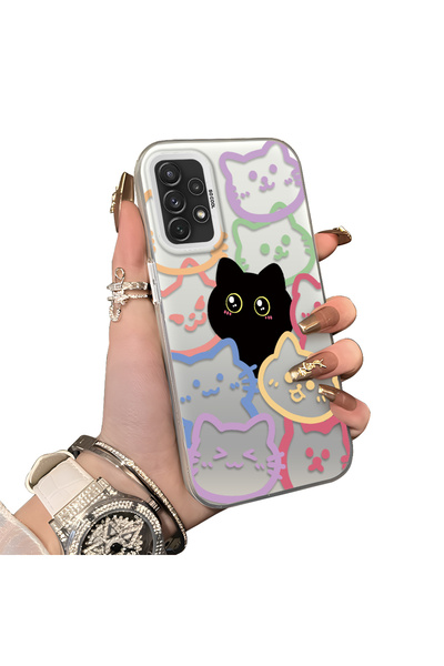CHICASELUX Samsung Galaxy A72 Compatible Colorful Line Cat Figure Phone Case ...