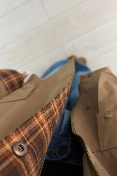 Sezgi Tekin Premium Seri Ekose Astarlı Oversize Camel Parka