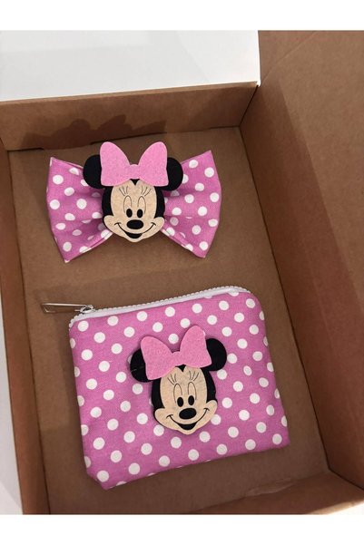 Minnie Mouse El Emeği Çocuk Cüzdan ve Toka seti Puantiyeli