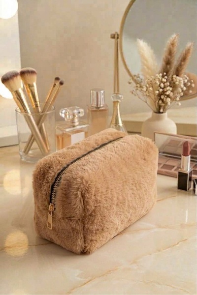 Vipfoni Plush Furry Makeup and Multi-Purpose Bag (Pen Holder, Travel Organize...