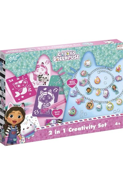 Totum Set creativ Set 2 in 1 Gabby's Dollhouse - Bratari cu pandantive & cari...