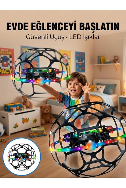 PlentifulEl Hareketi Kontrollü Futbol Topu Tasarımlı Drone LED Işıklı