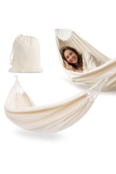 HyperMotion Hamac grădină boho bej 200x150 cm cu husă