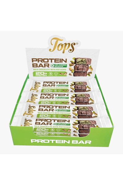 Tops لوح بروتين 60 غ بالفستق الحلبي بدون سكر مضاف ومغطى بشوكولاتة الحليب عدد ...