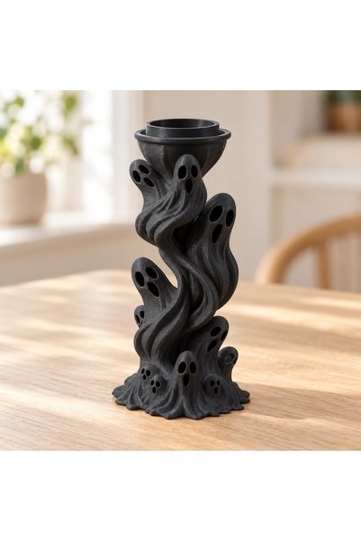 OEM 3D LED tealight holder with spiral ghosts, Halloween decoration - 8.01 × ...