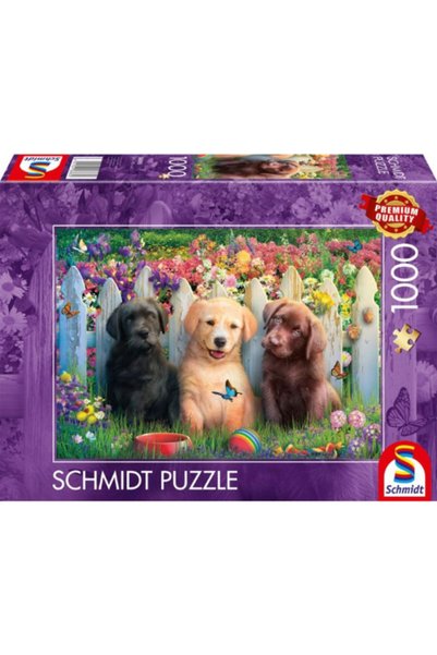 Schmidt Puzzle: Scene with cute puppies, 1000 pieces