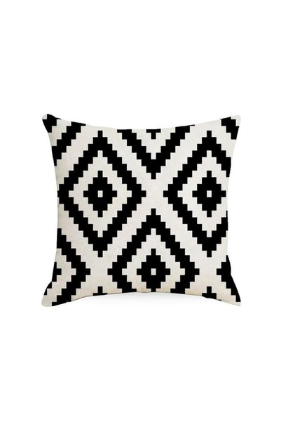 Generic Brand 4-Piece Decorative Geometric Design Sofa Pillow Set ‎ Cotton Black/Beige-45*45cmLinen Square Cushion Cover Standard Pillowcase for Men Women Home Decorative Sofa Armchair Bedroom