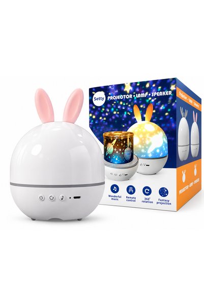 Generic Brand Proiector Lampă Rabbit cu Difuzor Bluetooth, Iluminare Ambienta...