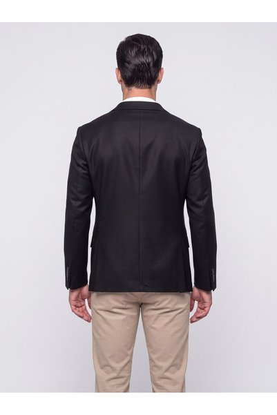 White Stone Siyah Slim Fit Sivri Yaka 6 Drop Erkek Günlük Ceket