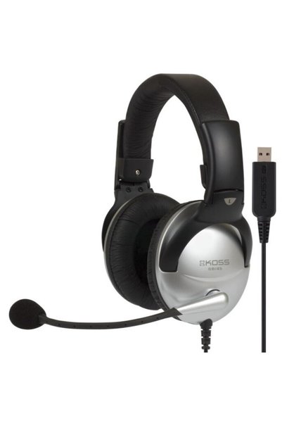KOSS Casti SB45 USB Headsets, Over-Ear, Cu fir, Microfon, Argintiu/Negru