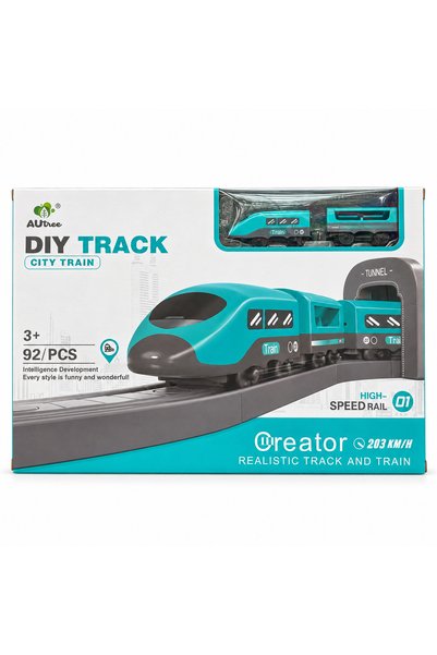 Autree Σετ τρένου με πίστα DIY, Πράσινο, 92 Τεμάχια