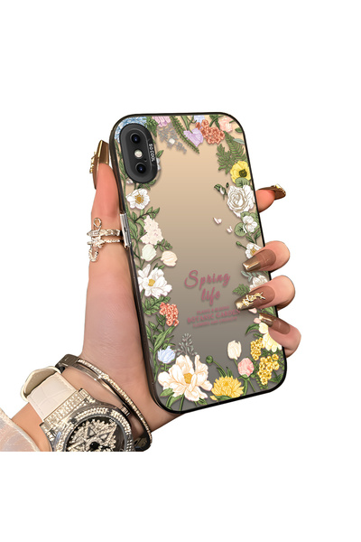 CHICASELUX حافظة هاتف بنمط إطار زهري متوافقة مع iPhone X/XS من بوتانيك جاردن