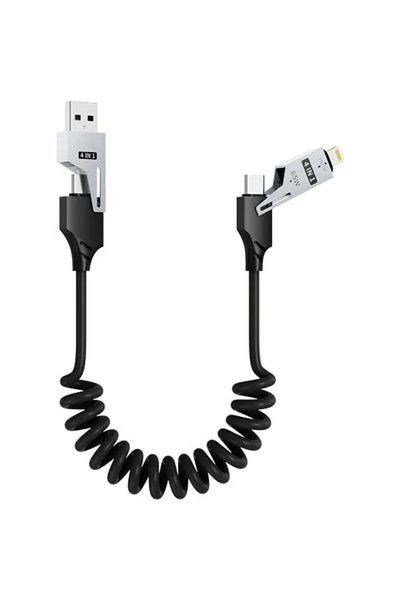 GENERAL SKY-TOUCH 4-in-1 Spring-loaded Data Cable 1.5m Type-C 65W Super Fast ...