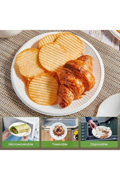 TERRIFI Compostable Small Paper Plates,Biodegradable Disposable Plates Made from Sugar Cane Fibers,Uncoated