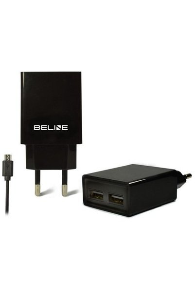 Beline Încărcător de călătorie 2xUSB + microUSB 2A negru