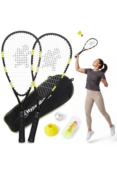 HyperMotion Set badminton 2 rachete 5 mingi conuri