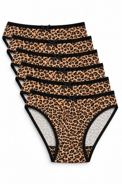REN Kadın 6’lı Paket Leopar Desenli Pamuklu Likralı Bikini Külot Biyeli Fiyon...