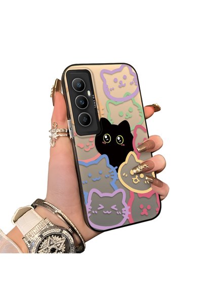 CHICASELUX حافظة هاتف Realme C65 4G متوافقة مع الشكل الملون على شكل قطة، حافظ...