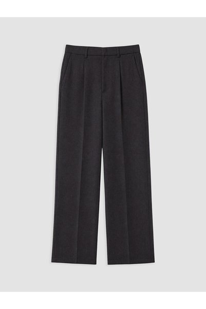 LC Waikiki Anthracite Loose Fit Women's Pleated Fabric Trousers