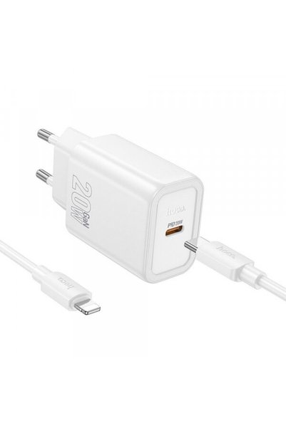 Hoco N60 Καλώδιο Lightning, Αντάπτορας Ρεύματος, 20W, 3A, 1 x USB-C, Λευκό
