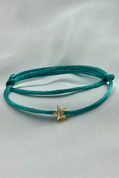Concept HuBuTU Set of 2 Silk Floss String Bracelets with Crystal-Cut Star Motifs