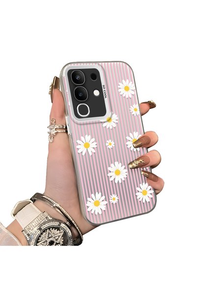 CHICASELUX حافظة هاتف Vivo Y29 4G متوافقة مع النساء، مزينة بخطوط وردية، مقاوم...
