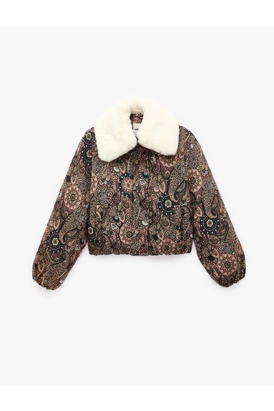 Koton Jachetă bomber cu mâneci lungi, cu fermoar, cu model jacquard, cu guler...