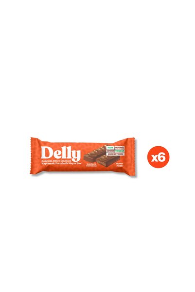 Delly 6 Adet Çikolata Kaplı Bademli & Portakallı Meyve Bar Deneme Paketi 35g