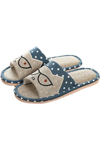 Generic Men's & Women's Cotton Flax Linen House Slippers - Anti-Skid Indoor Use
